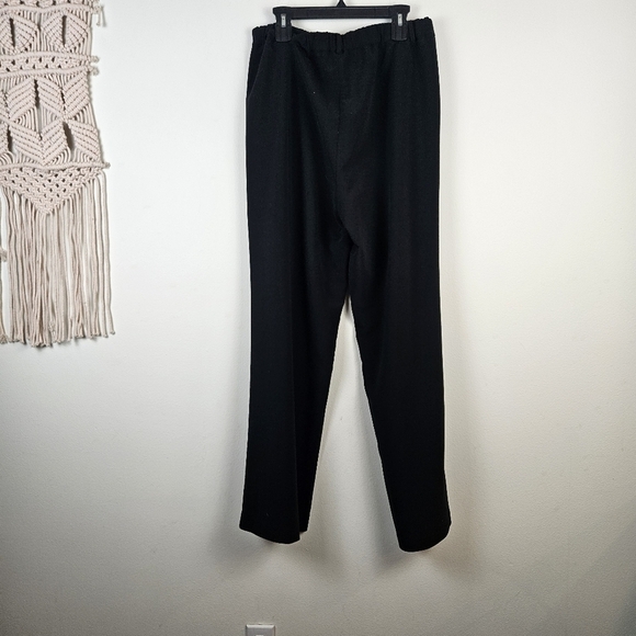 ST. JOHN black Pull-On Elastic Waistband Wide-Leg Pants L Office Career Pockets - Picture 5 of 8